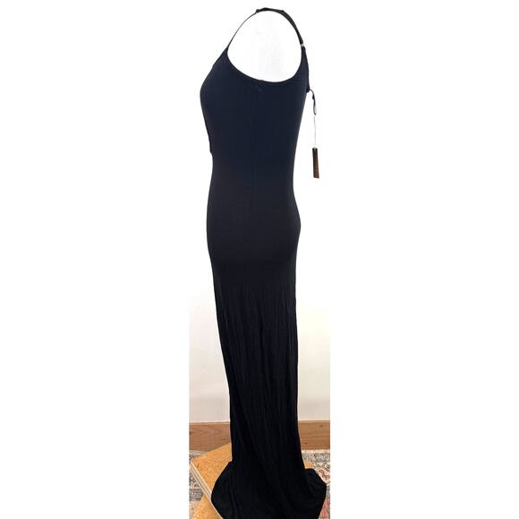 Skims Women's Black Soft Lounge Cut Out Plunge Long Slip Dress NWT Size Small - Picture 3 of 6